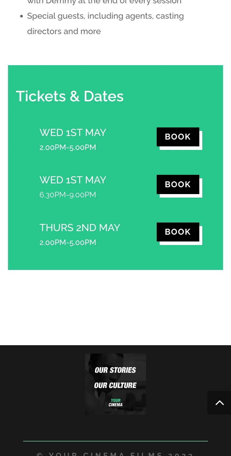 A Your Cinema event page on mobile